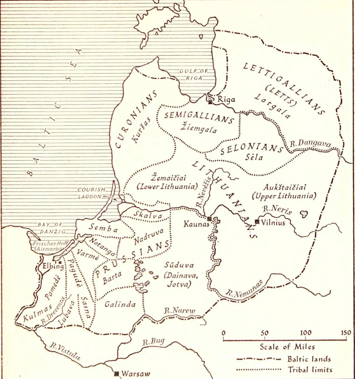 The map of Baltic tribes and provinces c. A.D.1200